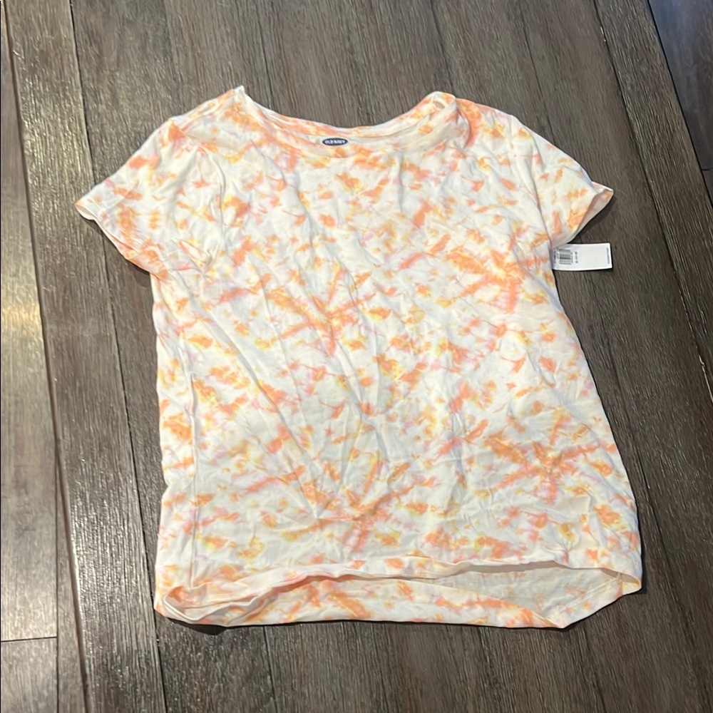 Old Navy Kids Short Sleeve Tie-Dye Tee - Orange and White